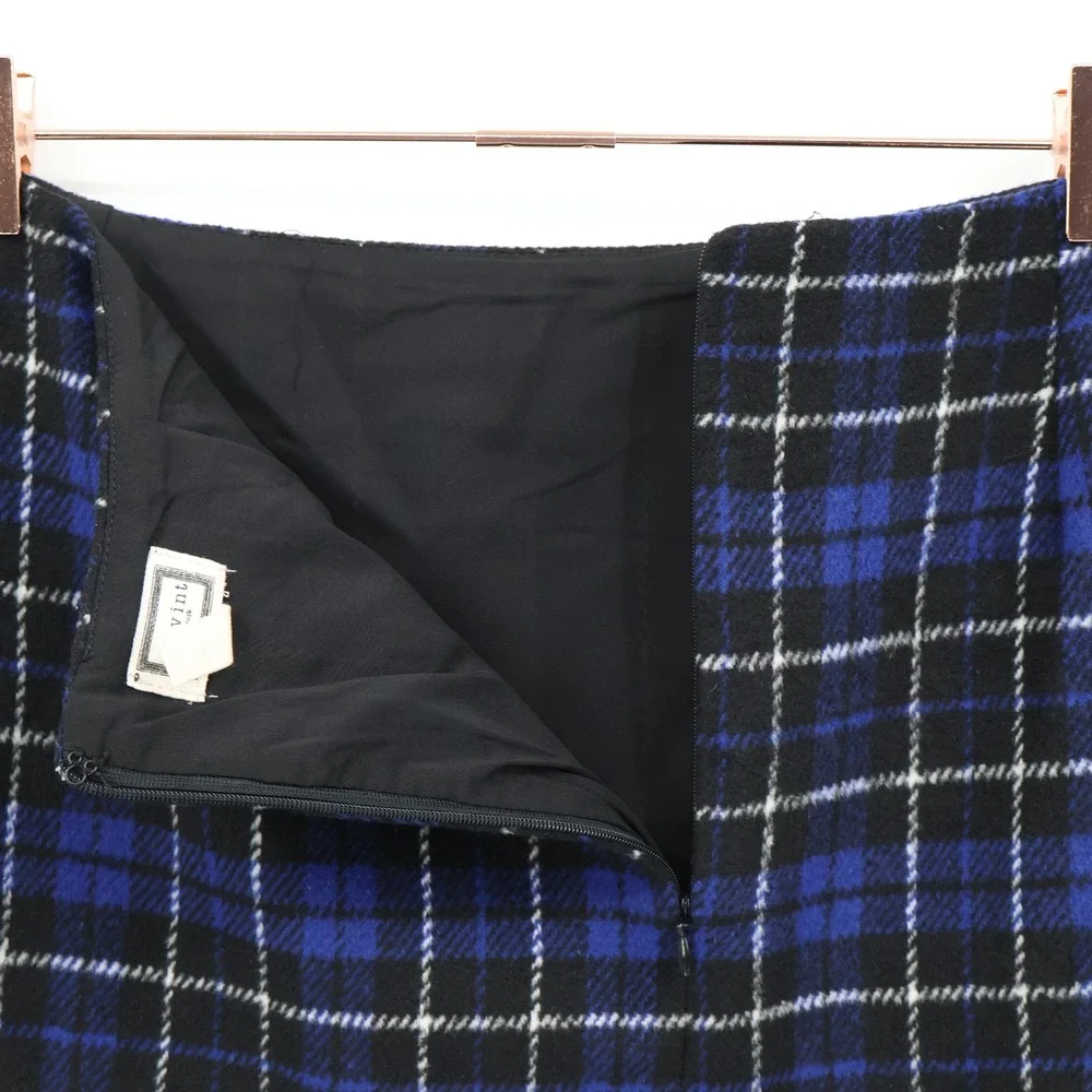 mo:vint Plaid Mini Skirt Womens M Blue Preppy Alt Grunge Academia Classic Trendy
